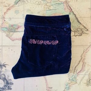 Free People Embroidered Velvet Shorts 0 2 XS S